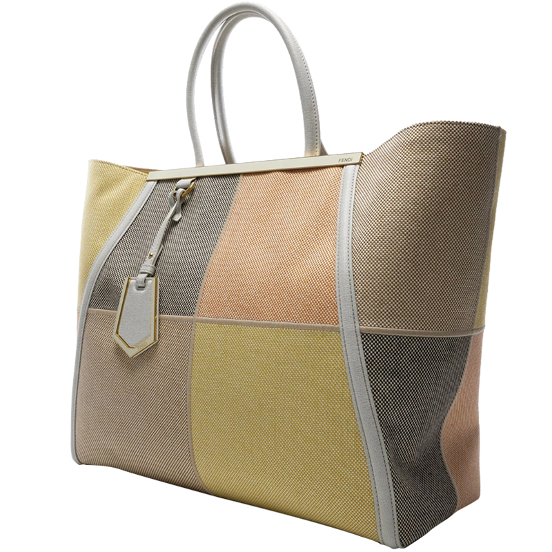 

Fendi Multicolor Patchwork Canvas 2 Jour Tote