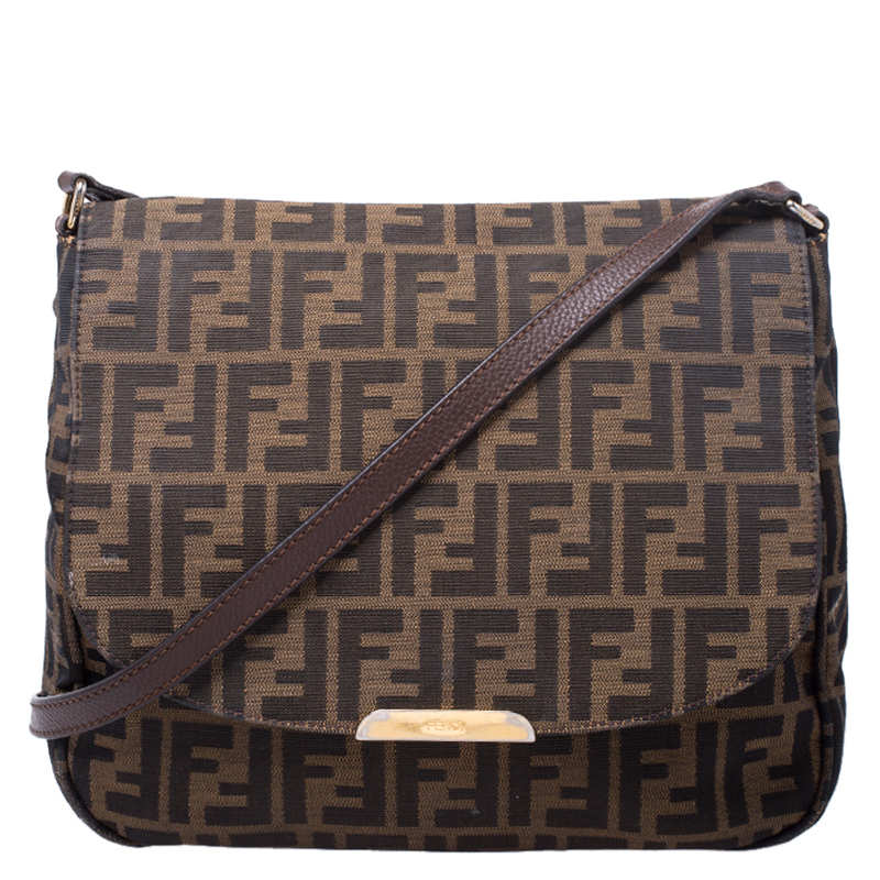 مملوكة مسبقًا Fendi Tobacco Zucca Canvas and Leather Crossbody Bag