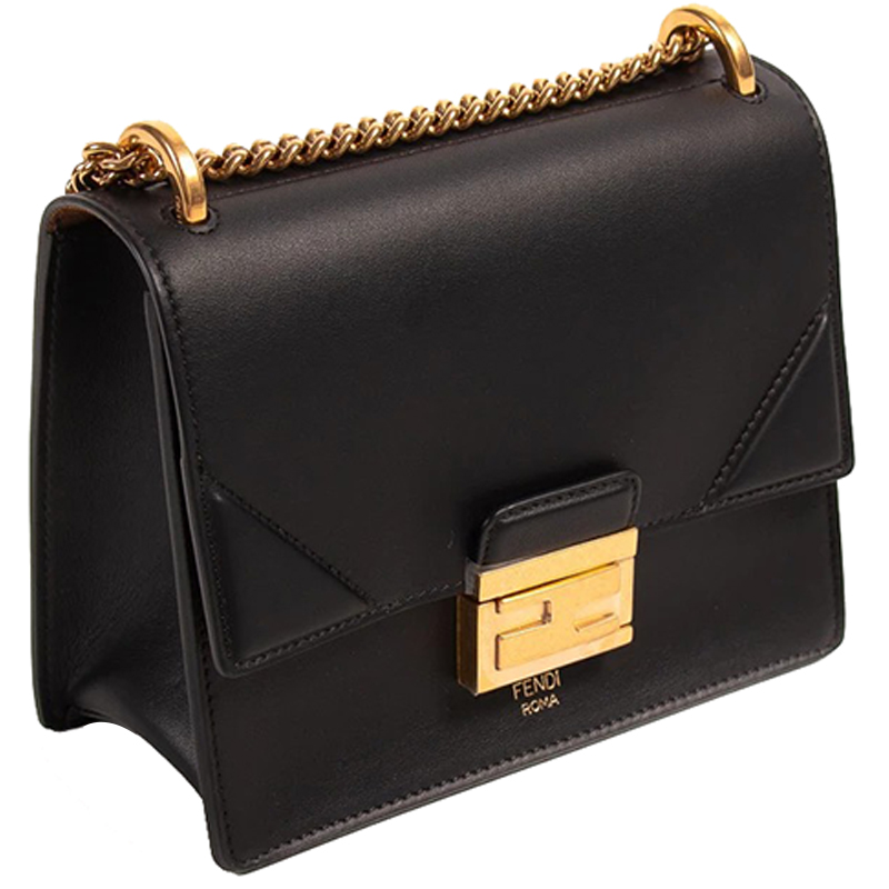 

Fendi Black Leather Kan U Chain Shoulder Bag