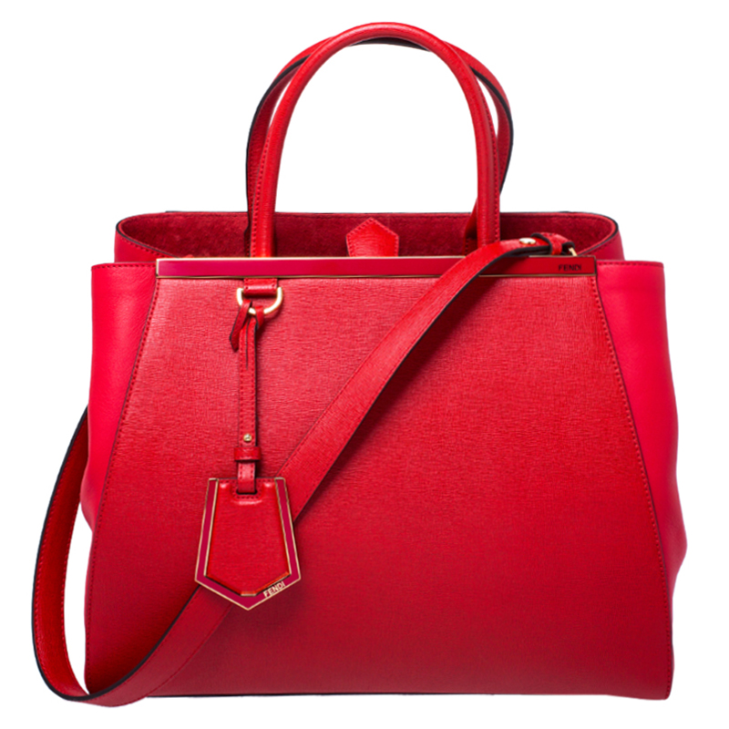 Pre Owned Fendi Red Saffiano Leather 2Jours Tote