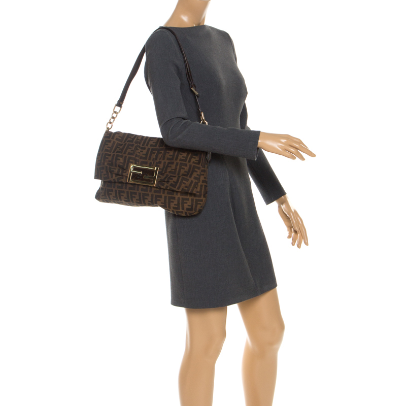 

Fendi Tobacco Zucca Canvas Mia Flap Bag, Brown