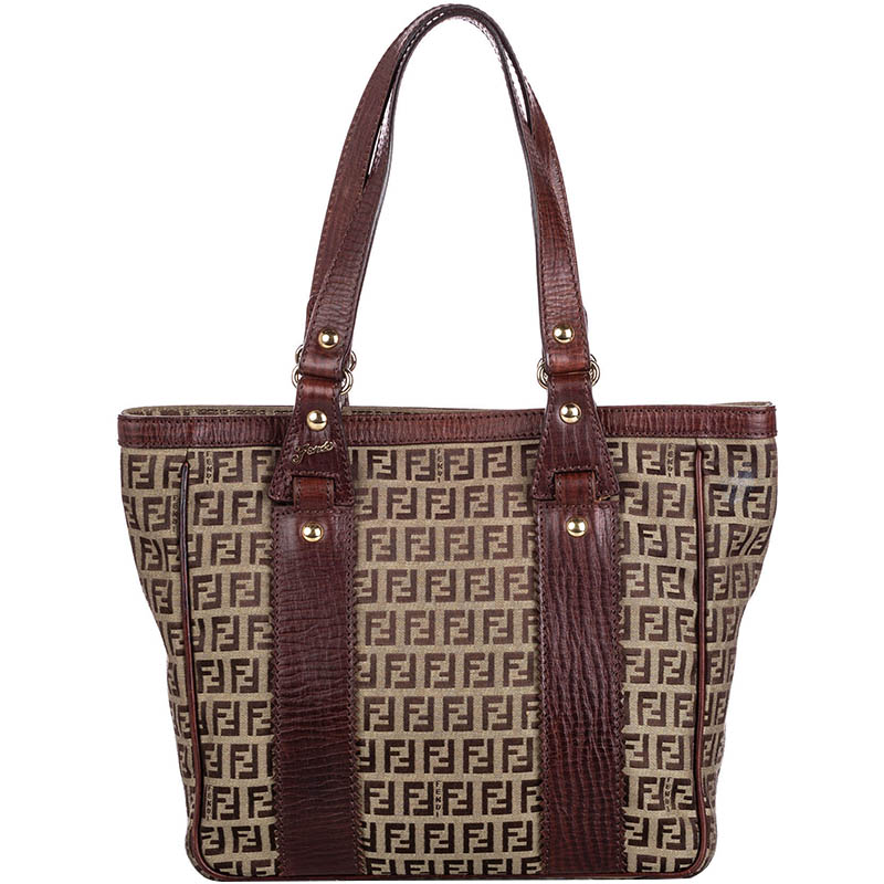 Pre-owned Fendi Brown Zucchino Canvas Tote Bag | ModeSens