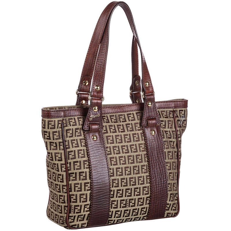 

Fendi Brown Zucchino Canvas Tote Bag