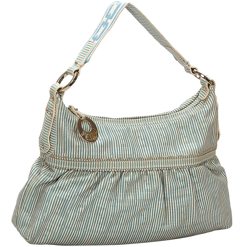 

Fendi Blue Striped Leather Chef Shoulder Bag