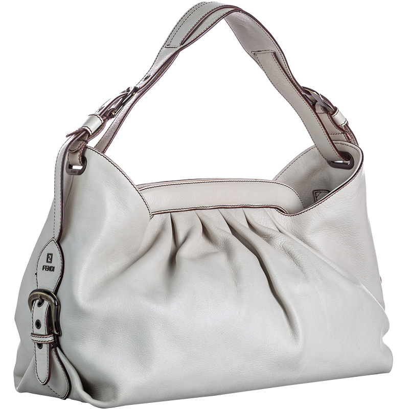 

Fendi White Leather Borsa Doctor Hobo Bag