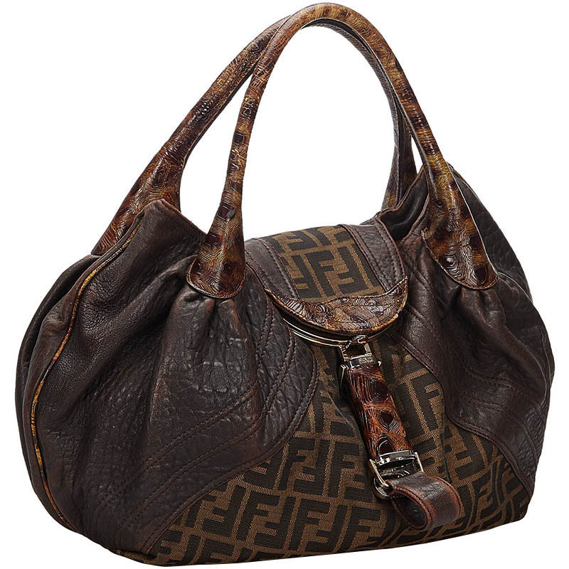 

Fendi Brown Zucca Canvas And Leather Spy Bag