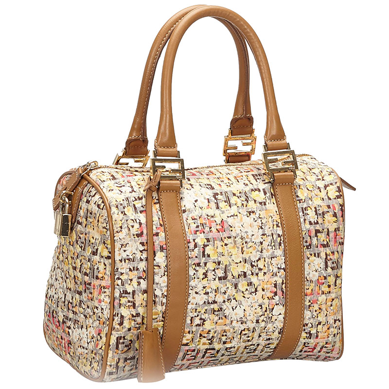 

Fendi Multicolor Floral Zucchino Canvas Boston Bag