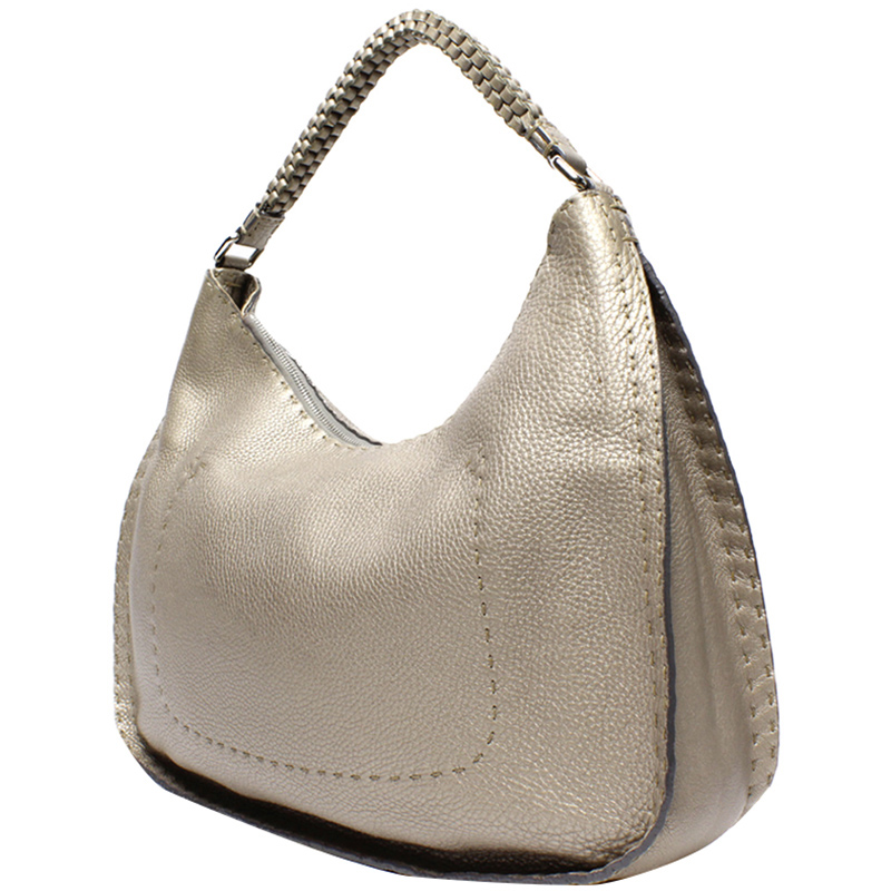 

Fendi Gray Selleria Leather Hobo Bag, Grey