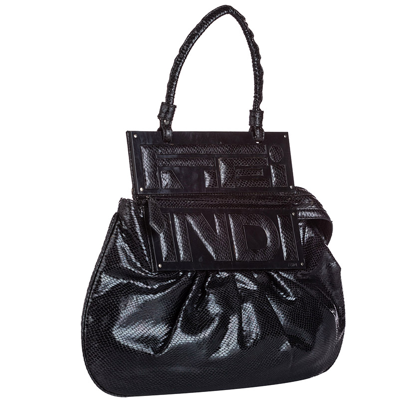 

Fendi Black Embossed Leather To You Convertible Bag