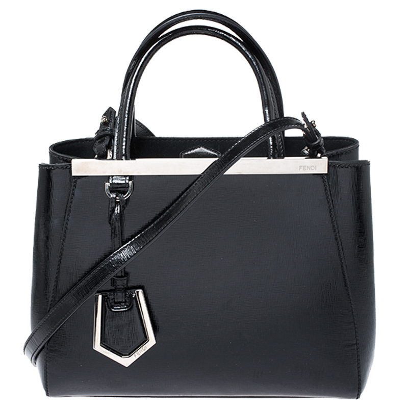 Pre Owned Fendi Black Leather Mini 2Jours Tote