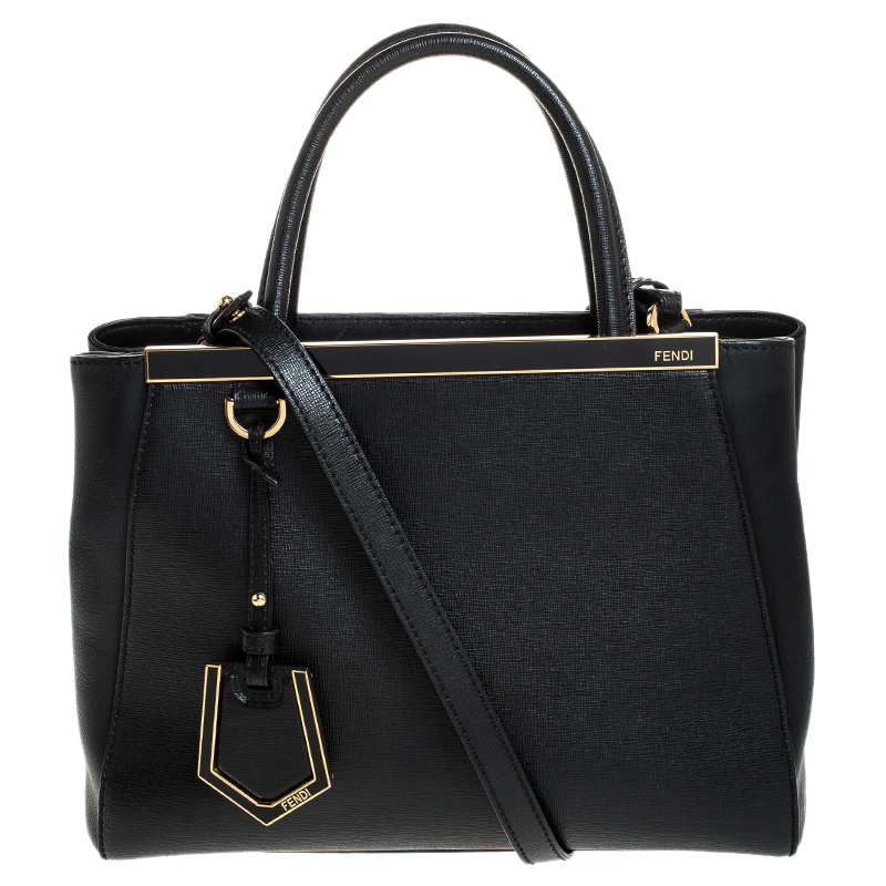 Pre Owned Fendi Black Leather Mini 2jours Tote