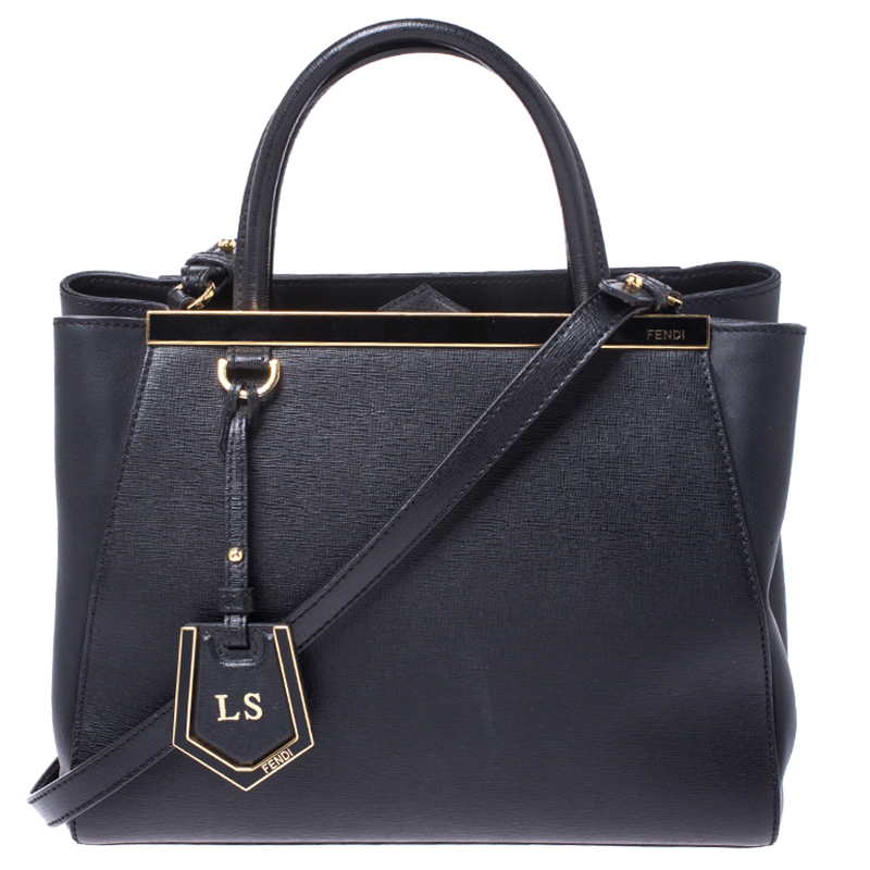 Pre Owned Fendi Black Leather Mini 2Jours Tote