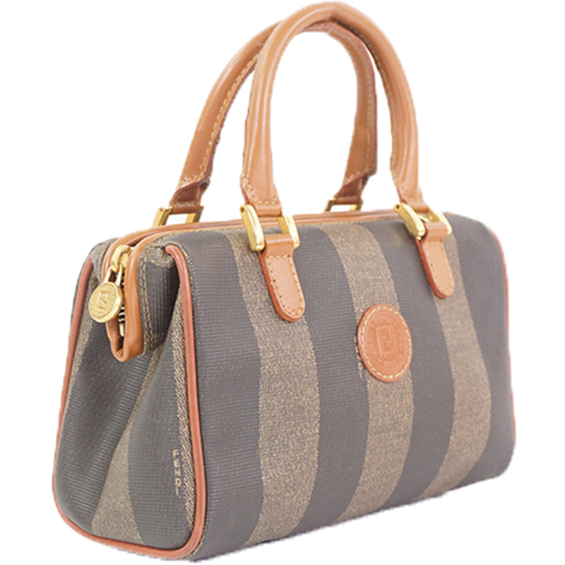 

Fendi Brown Pequin PVC Satchel