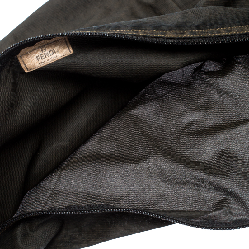 

Fendi Black Soft Fabric Top Zip Pouch