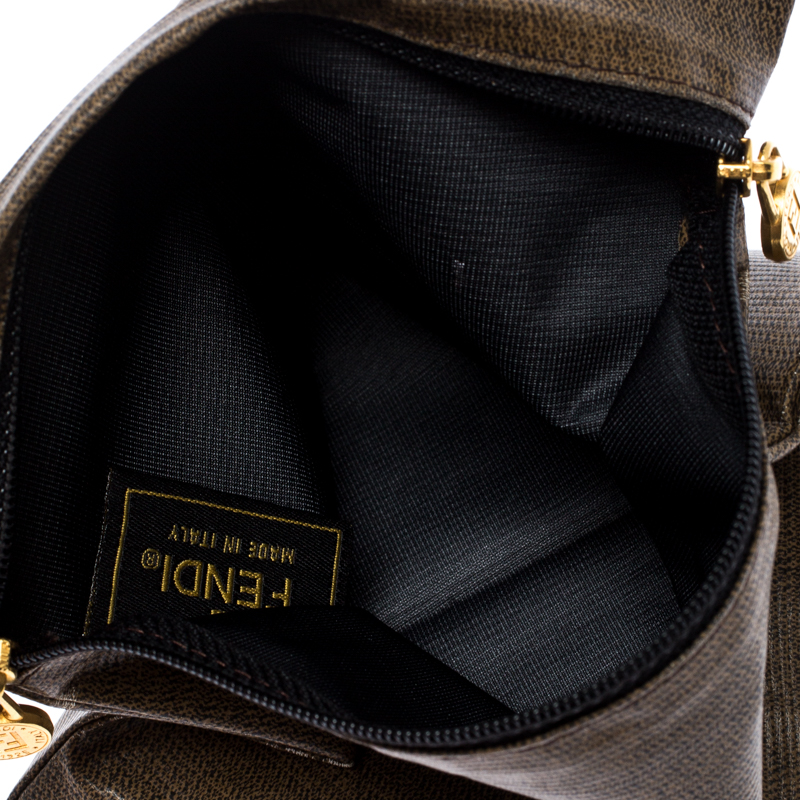 

Fendi Brown Coated Fabric Zip  Pouch