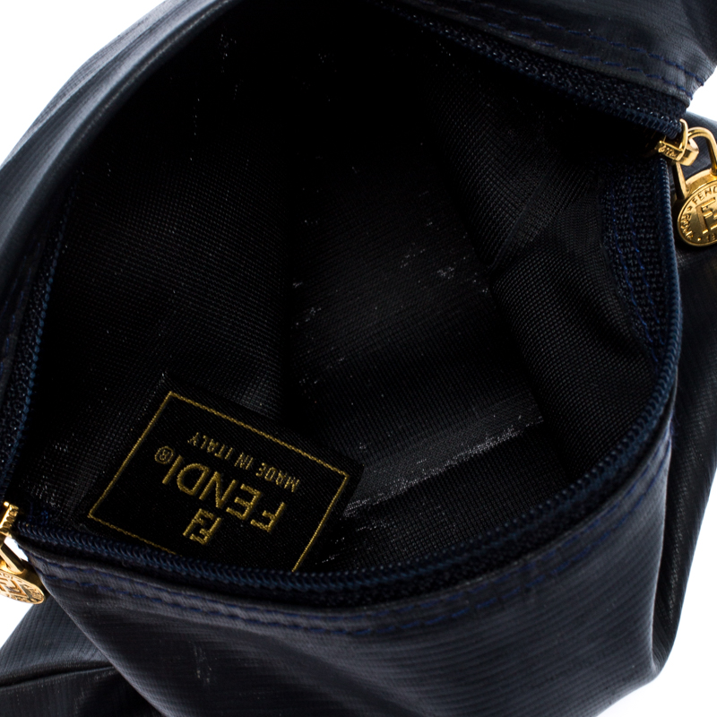 

Fendi Navy Blue Coated Fabric  Zip Pouch