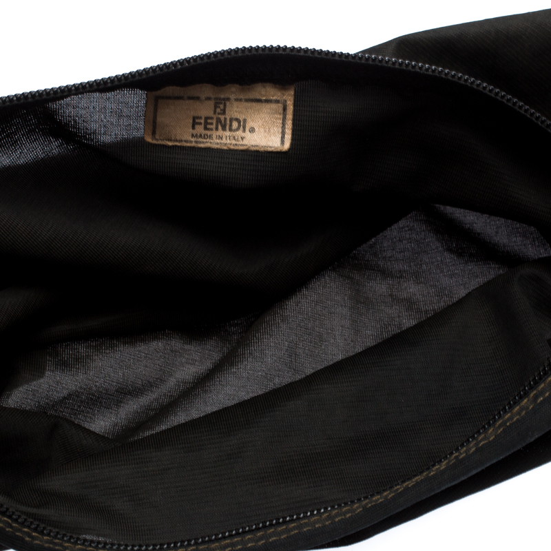 

Fendi Black Soft Fabric Top Zip Pouch