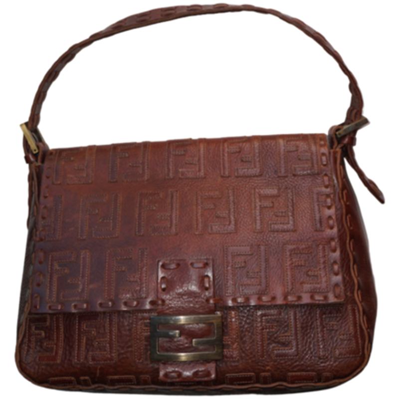 Pre-owned Fendi Brown Leather Selleria Mama Bag