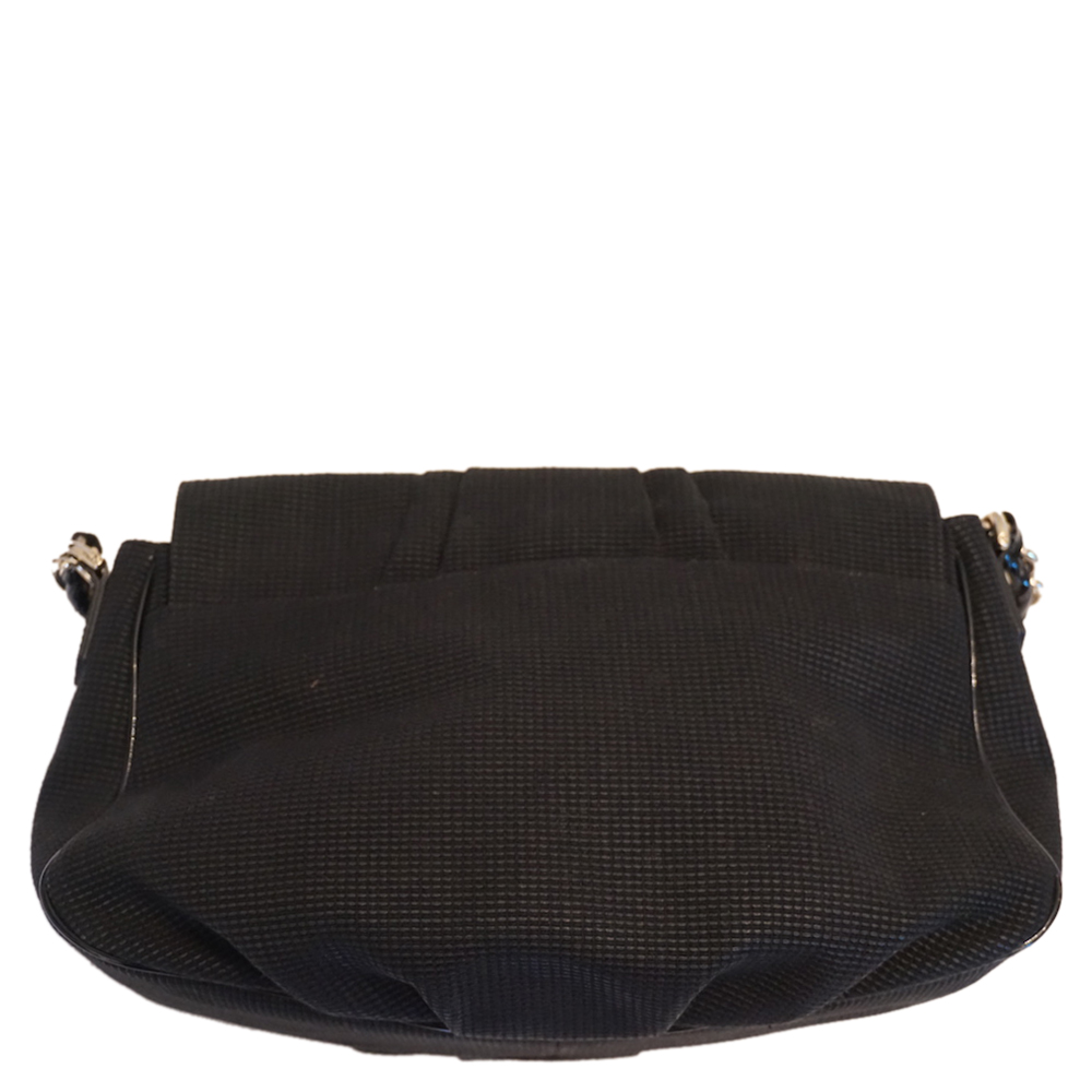 

Fendi Black Canvas Mia Flap Bag