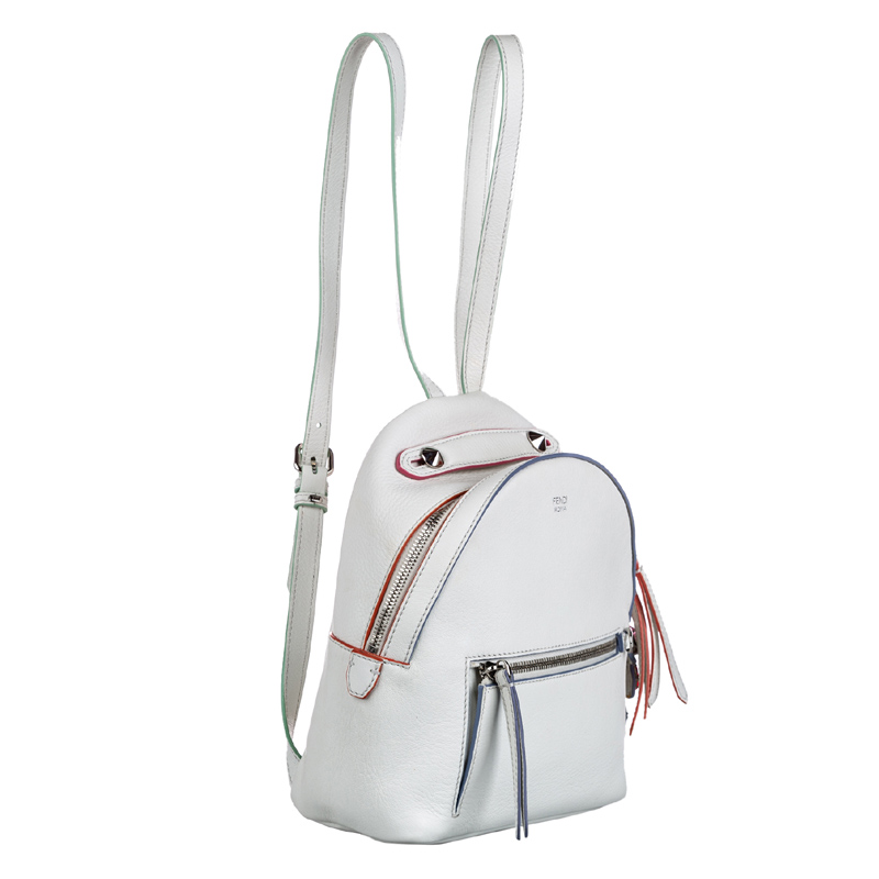 

Fendi White Leather Mini By The Way Backpack