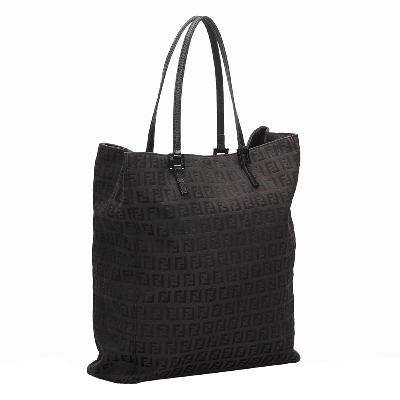 

Fendi Dark Brown Zucchino Canvas Tote Bag, Black