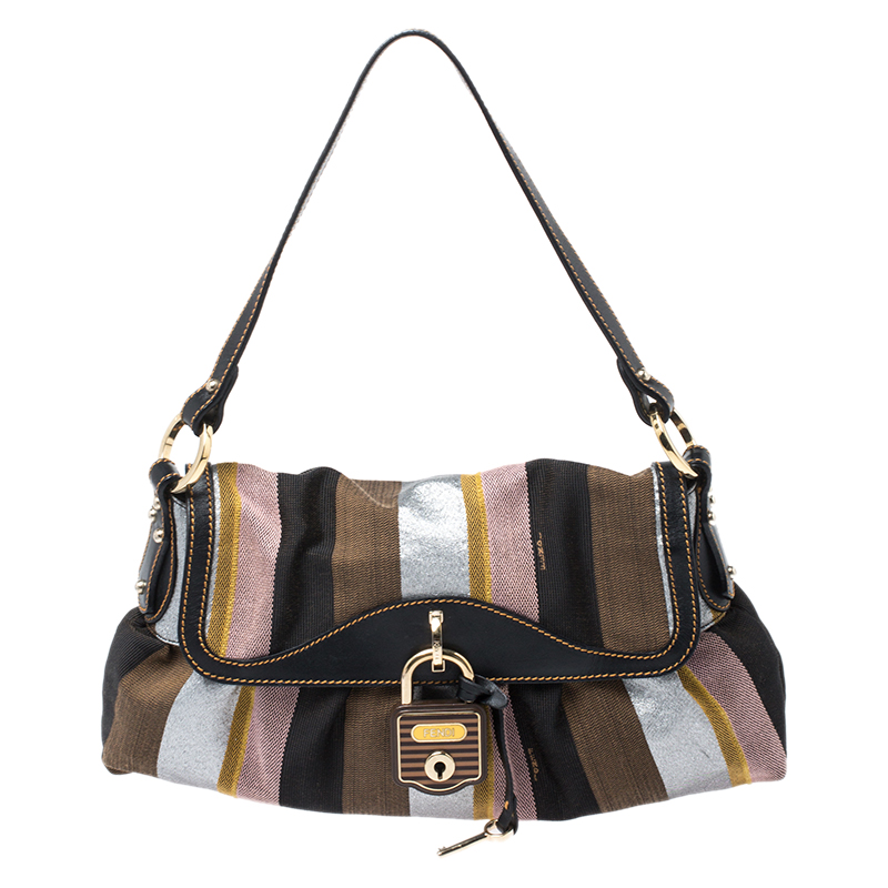 Pre Owned Fendi Multicolor Canvas Limited Edition Pequin Chef Shoulder Bag