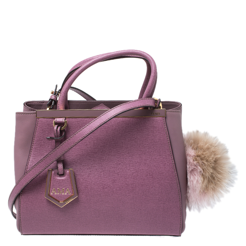 Pre-owned Fendi Lilac Leather Mini 2jours Tote In Purple