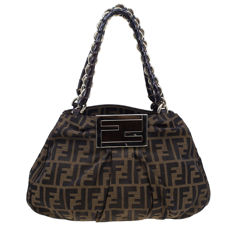 مملوكة مسبقًا Fendi Zucca Monogram Canvas Small Mia Chain Tote