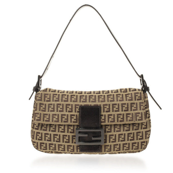 مملوكة مسبقًا Fendi Brown Zucchino Monogram Baguette