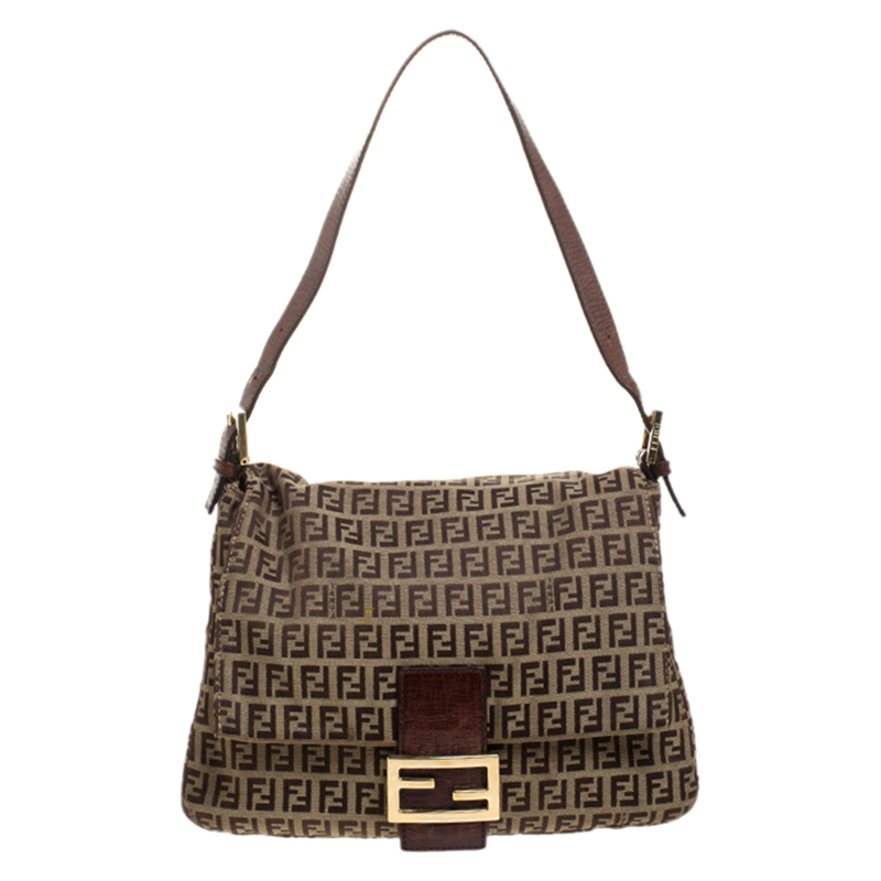 Pre Owned Fendi Tobacco Zucca Canvas Big Mama Forever Shoulder Bag
