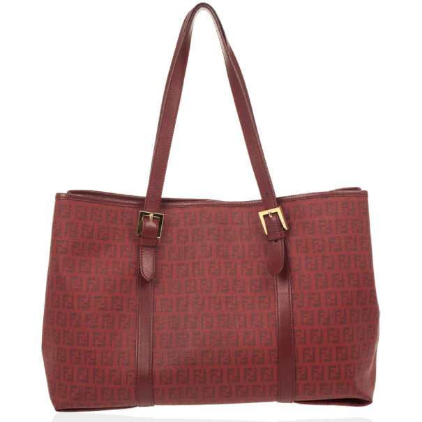 مملوكة مسبقًا Fendi Red Zucchino Canvas Grande Shopping Bag