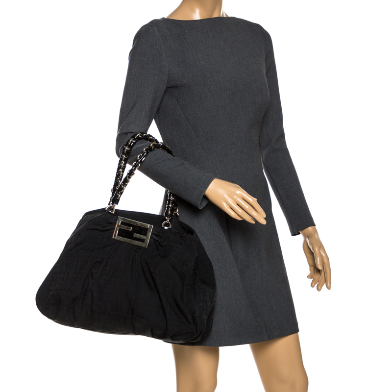 

Fendi Black Zucca Canvas  Mia Shoulder Bag