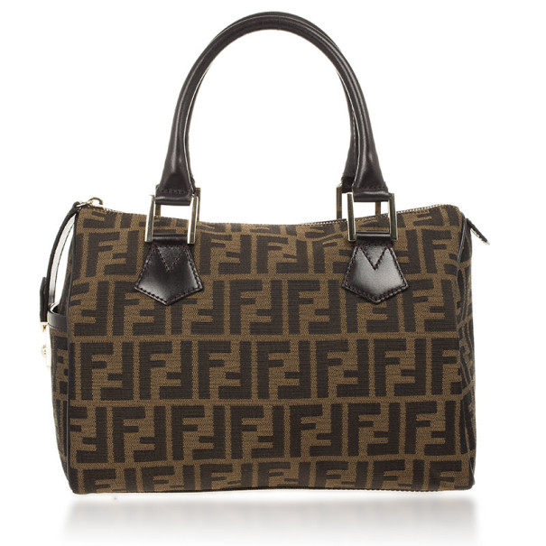 Pre Owned Fendi Zucca Chef Medium Boston Bag