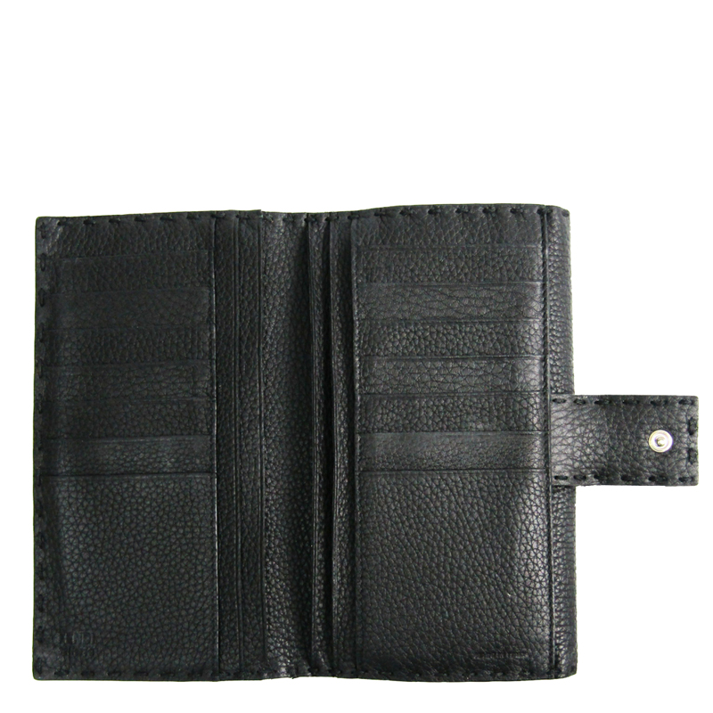

Fendi Black Selleria Leather Peekaboo Long Wallet, Grey