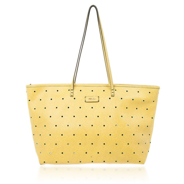 Fendi Yellow Roll Perforated Tote