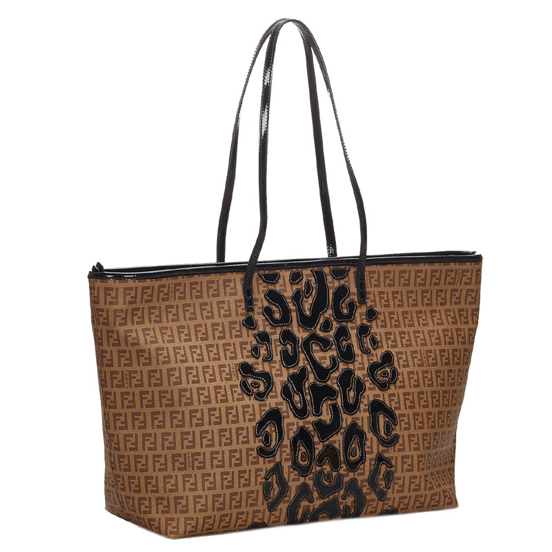 

Fendi Brown Print Zucchino Canvas Tote Bag