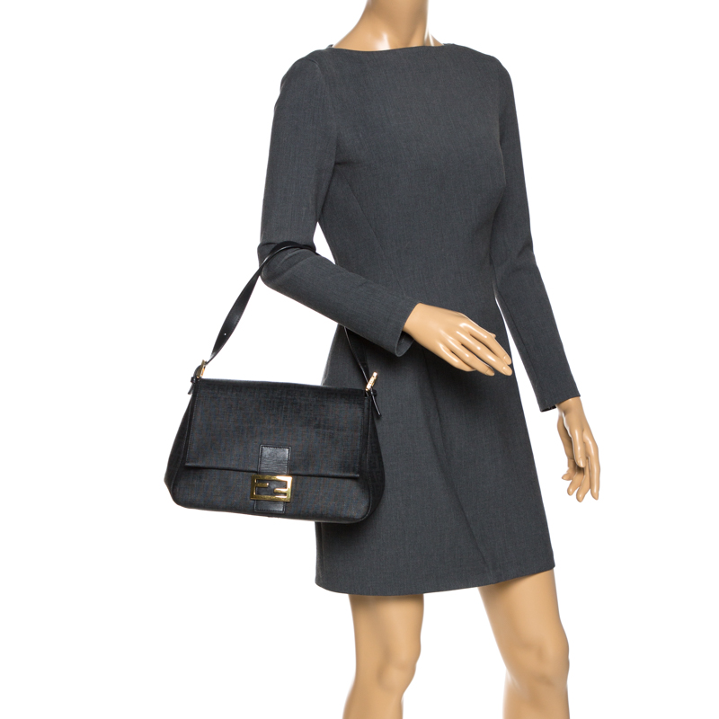 

Fendi Black Zucchino Coated Canvas and Leather Mama Forever Shoulder Bag