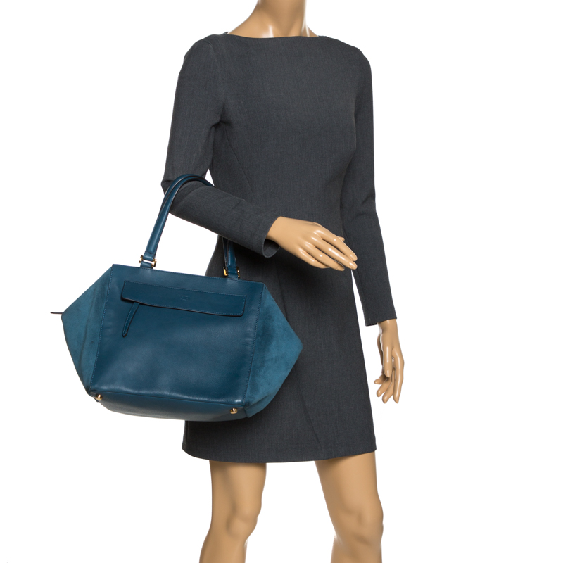 

Fendi Blue Suede And Leather Boston Bag