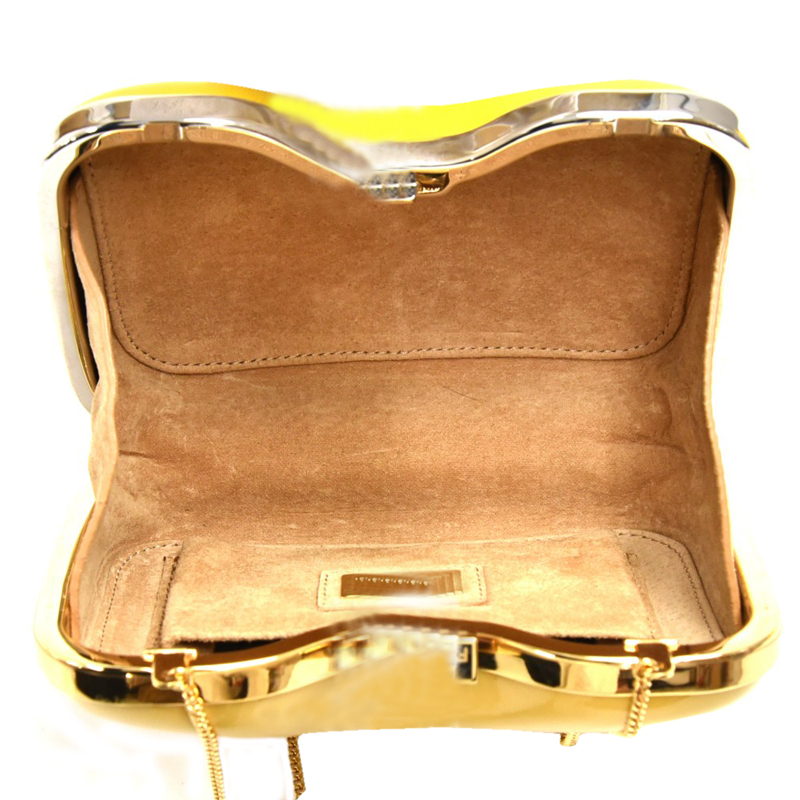 

Fendi Yellow Giallo Leather Structured Clutch