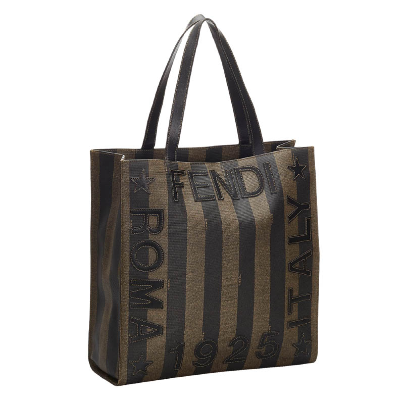 

Fendi Black/Brown PVC Pequin Tote Bag