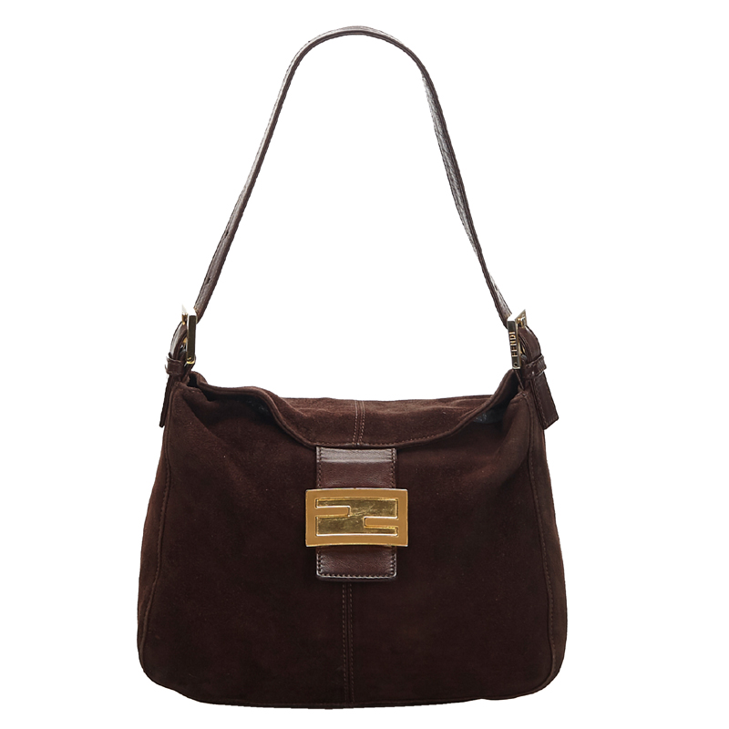Pre-owned Fendi Brown/dark Brown Suede Shoulder Bag