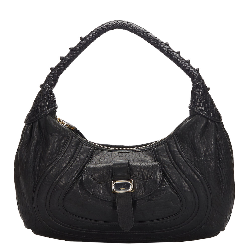 Pre-Owned Fendi Black Leather Spy Hobo Bag | ModeSens