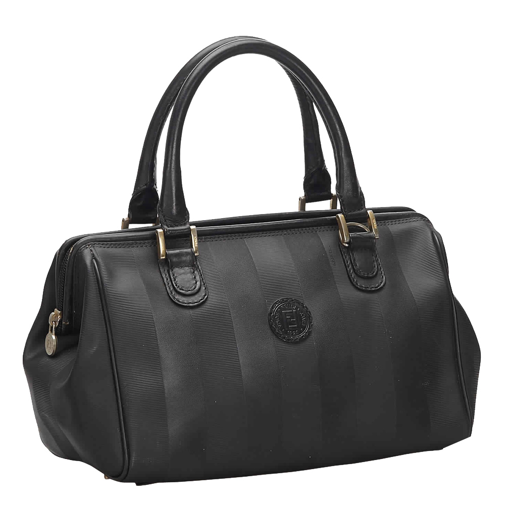 

Fendi Black Pequin PVC Mini Satchel