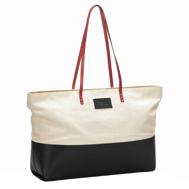 

Fendi White/Black Fabric Canvas Tote Bag