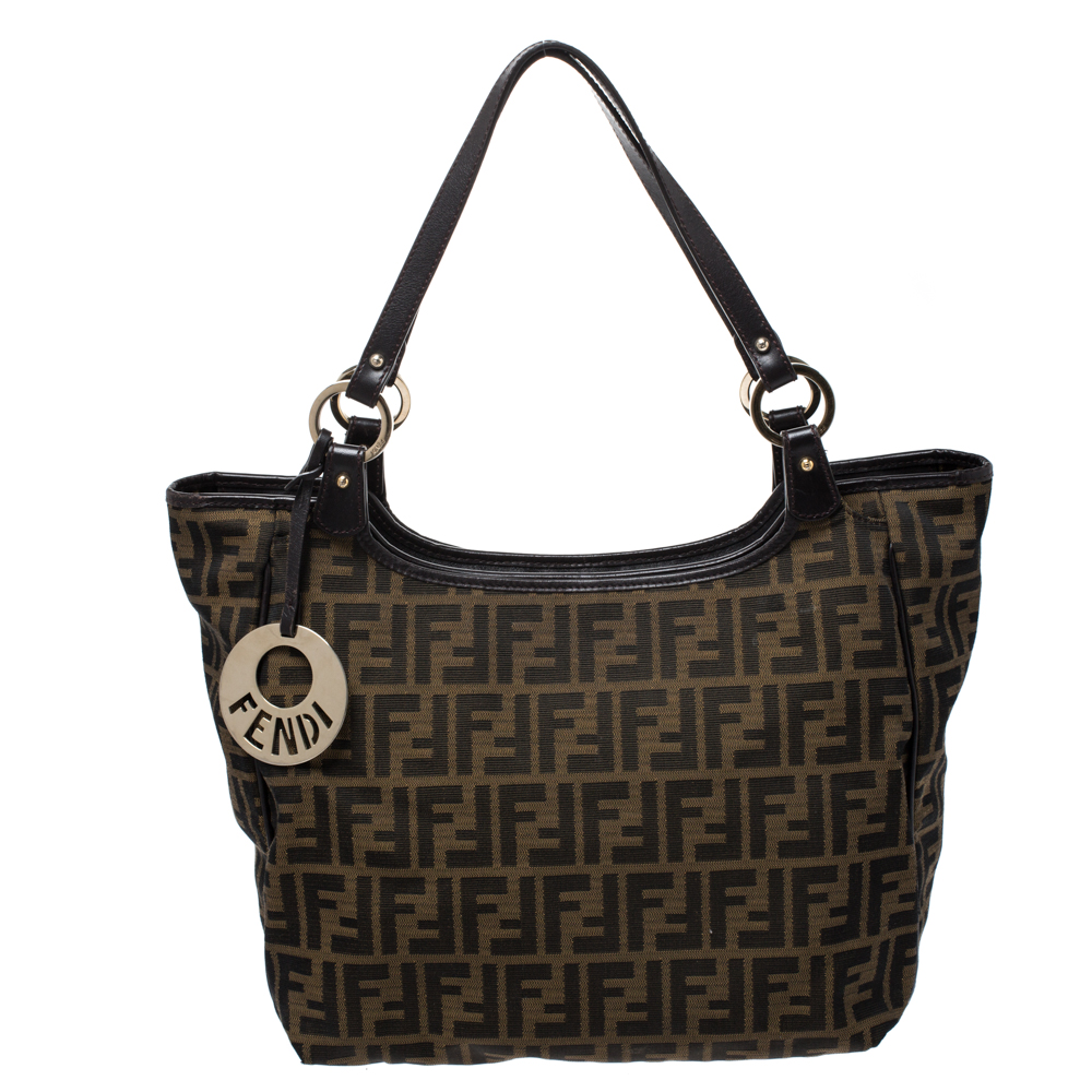 Pre Owned Fendi Tobacco Zucca Canvas Chef Shopper Tote