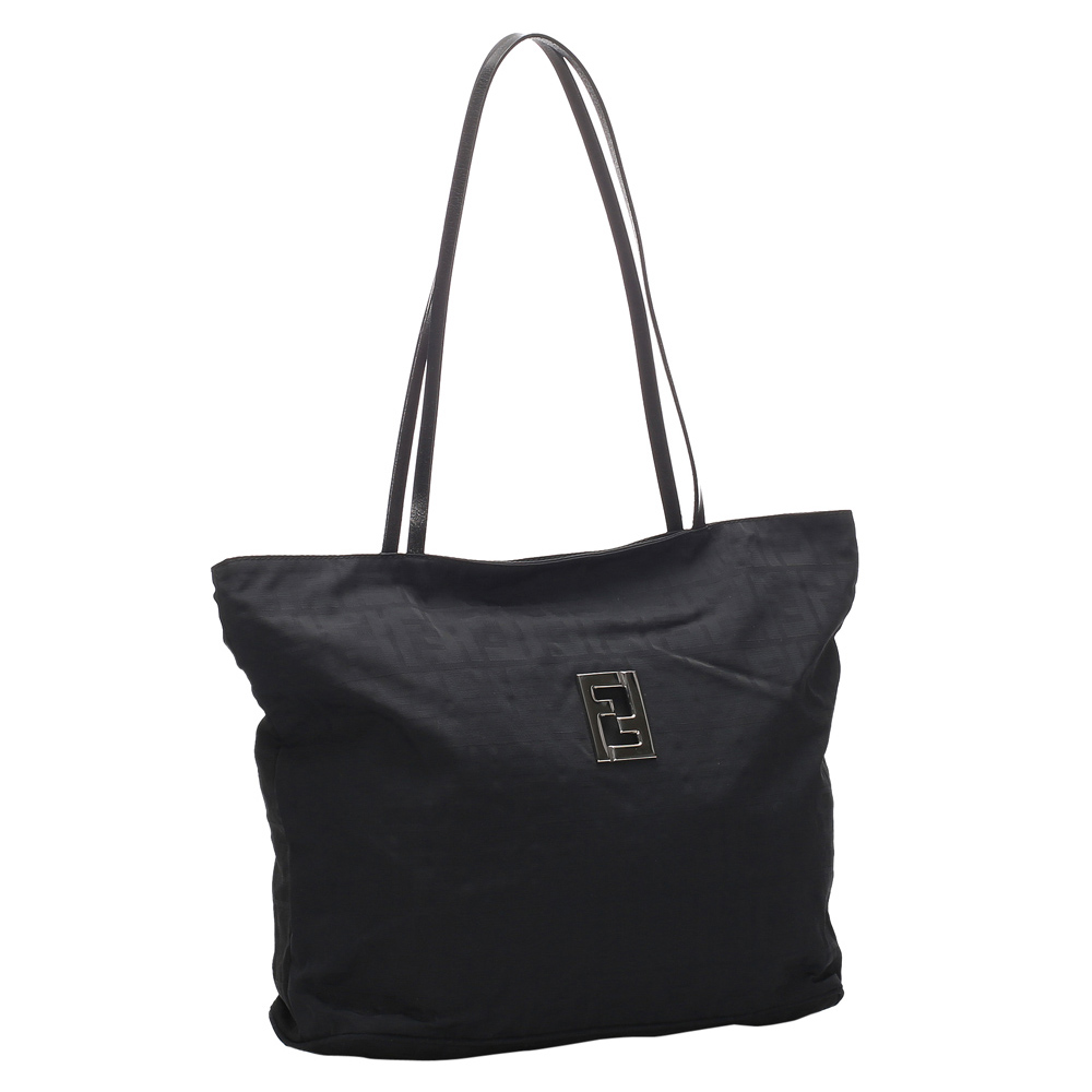 

Fendi Black Zucca Canvas Nylon Tote Bag