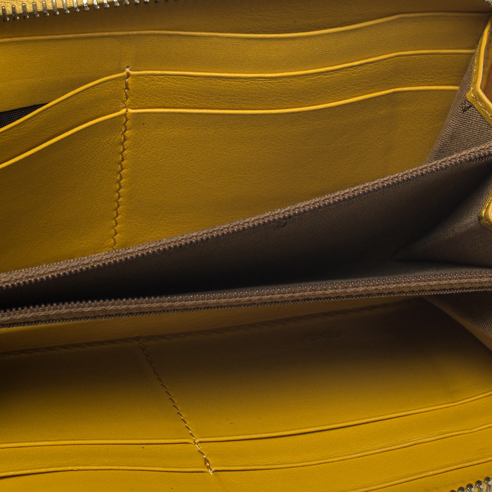 

Fendi Yellow Leather Zip Around Wallet