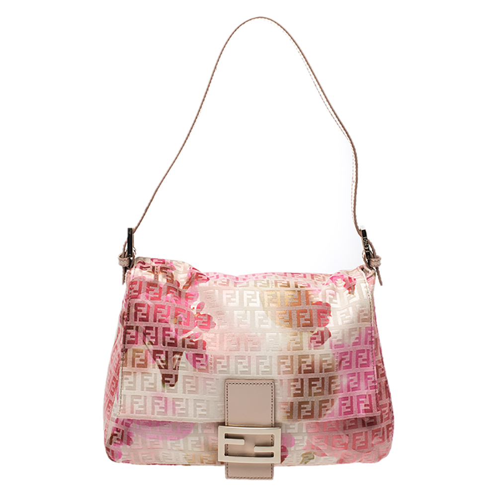 Pre Owned Fendi Multicolor Zucchino Canvas and Leather Mama Forever Shoulder Bag