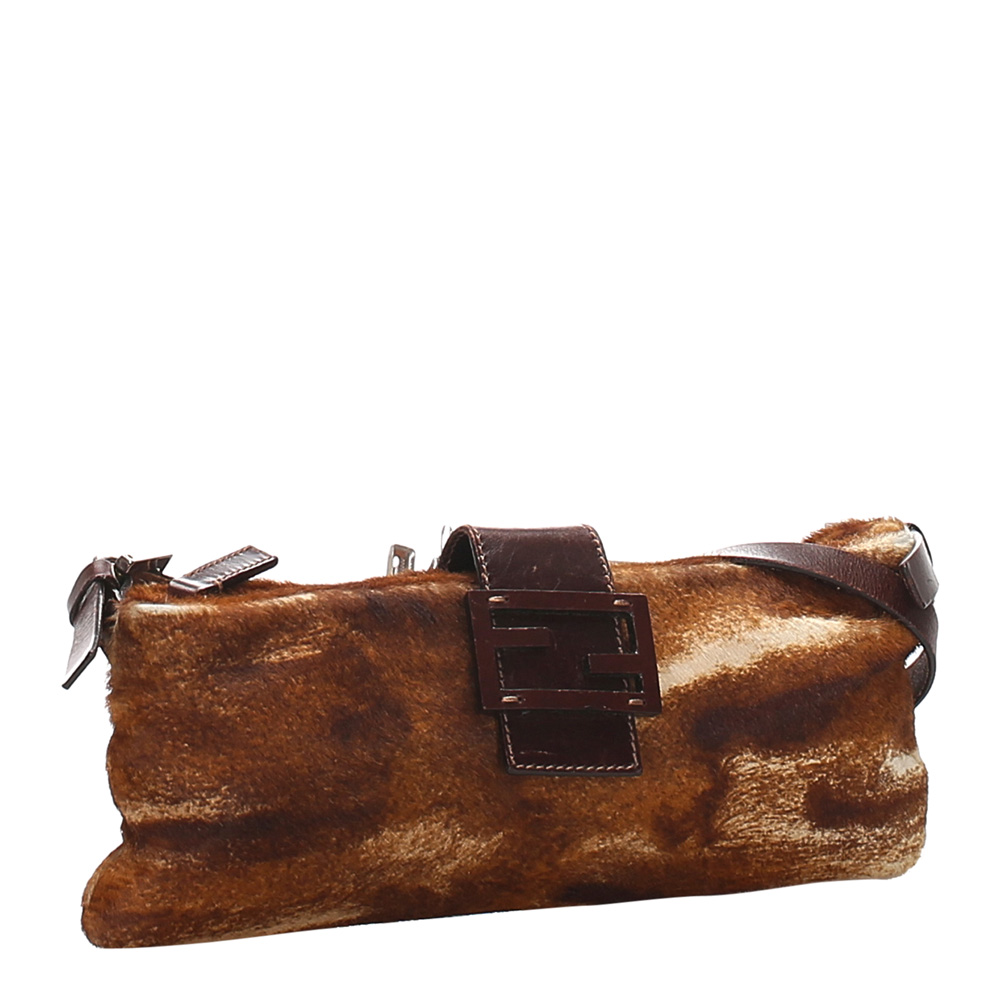 

Fendi Brown Faux Fur Leather Shoulder Bag