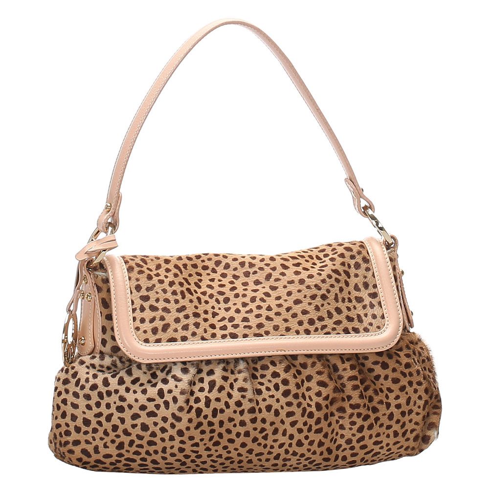 

Fendi Brown/Beige Leopard Print Pony Hair Chef Shoulder Bag